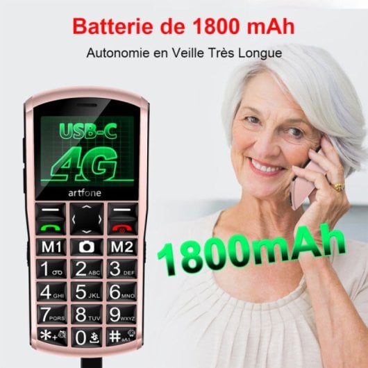 Móvil Básico Artfone A400 4g Teléfono Para Personas Mayores Con Botón Sos Oro