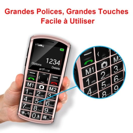 Móvil Básico Artfone A400 4g Teléfono Para Personas Mayores Con Botón Sos Oro