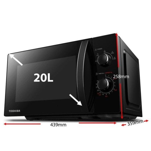 Microondas Toshiba MWP-MM20P 20L 700W Painel Mecânico Descongelação Automática