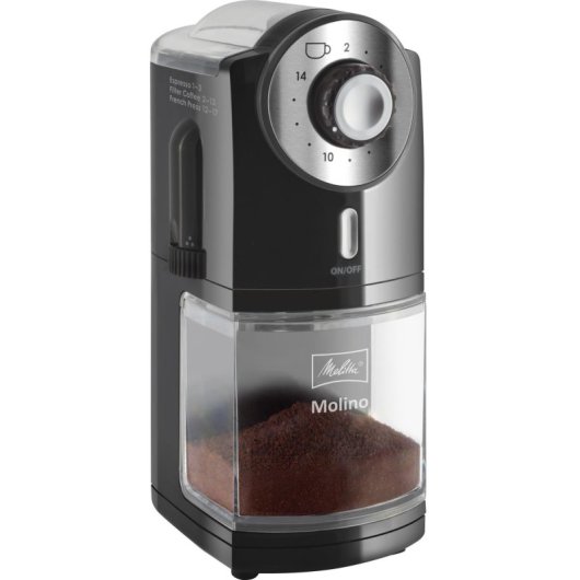 Moulin à café Melitta Molino 200g Acier Inoxydable 17 Options de Mouture