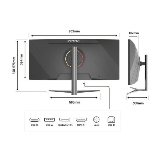 Japannext Jn-ib375c144uqr-h Monitor Gaming Curved 37.5" Ips Uwqhd+ 144hz 1ms