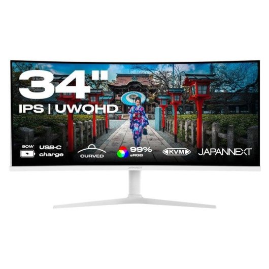 Écran PC JAPANNEXT JN-IPS34Q-HC6-W 34" UWQHD 60Hz IPS incurvé USB-C KVM 5ms