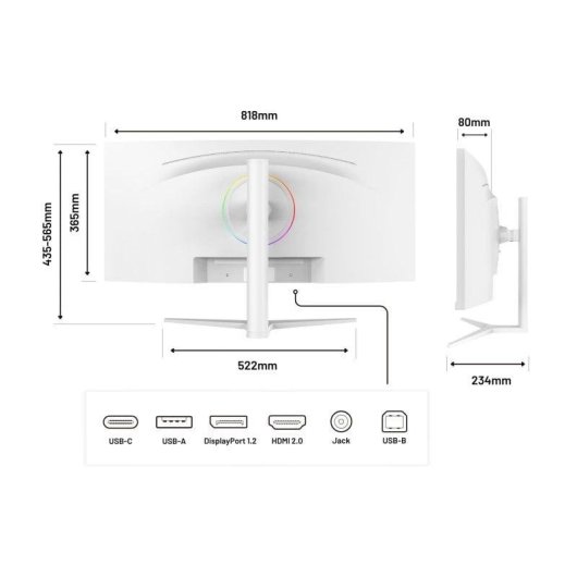 Écran PC JAPANNEXT JN-IPS34Q-HC6-W 34" UWQHD 60Hz IPS incurvé USB-C KVM 5ms
