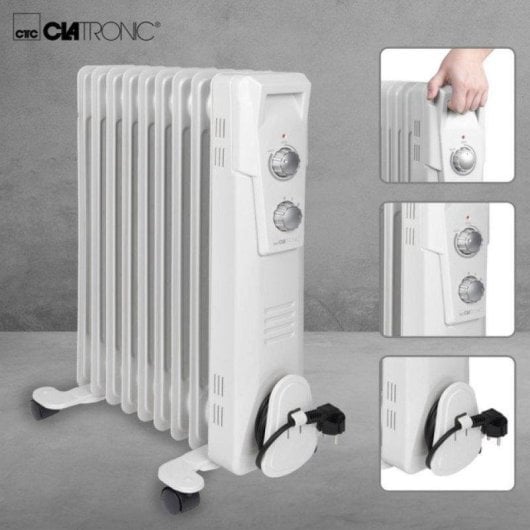 Ölradiator Clatronic RA 3736 9 Rippen 2000W Thermostat Rollen Sicherheit