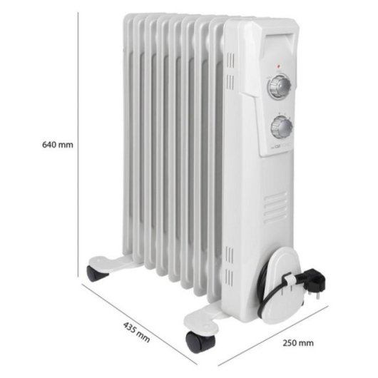 Radiador de aceite Clatronic RA 3736 9 varillas 2000W termostato ruedas seguridad compacto