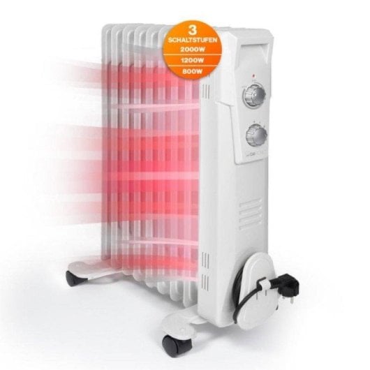 Ölradiator Clatronic RA 3736 9 Rippen 2000W Thermostat Rollen Sicherheit