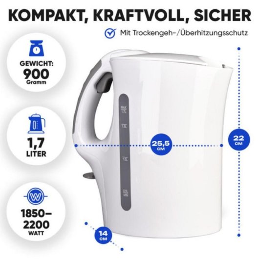 Bollitore Elettrico Clatronic WK 3819 WH 1,7L 2200W Senza Fili Bollitore Elettrico Clatronic WK 3819 WH 1,7L 2200W Senza Fili