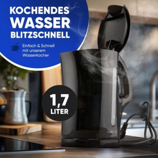 Wasserkocher Clatronic WK 3819 BK 1,7L kabellos 2200W Antikalkfilter Schwarz