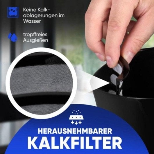 Wasserkocher Clatronic WK 3819 BK 1,7L kabellos 2200W Antikalkfilter Schwarz