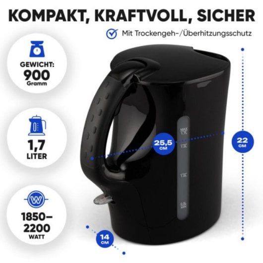 Bollitore Clatronic WK 3819 BK 1,7L 2200W Nero Senza Fili Bollitore Clatronic WK 3819 BK 1,7L 2200W Nero Senza Fili