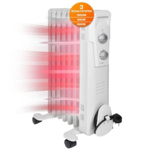 Radiador de aceite Clatronic RA 3735 7 varillas 1500W Blanco termostato ruedas seguridad