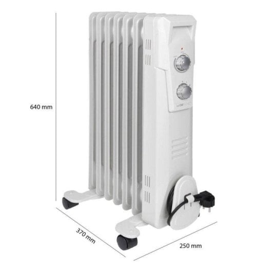 Ölradiator Clatronic RA 3735 1500W 7 Rippen Thermostat Überhitzungsschutz Rollen Weiß