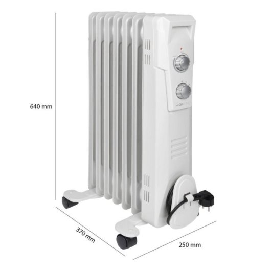Radiador de aceite Clatronic RA 3735 7 varillas 1500W Blanco termostato ruedas seguridad