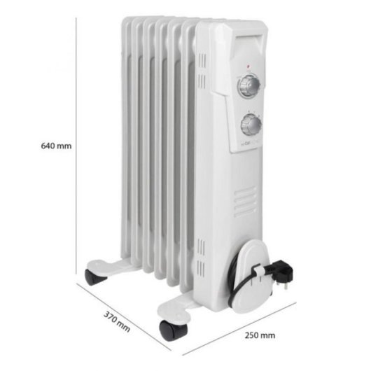 Radiador de aceite Clatronic RA 3735 7 varillas 1500W Blanco termostato ruedas seguridad