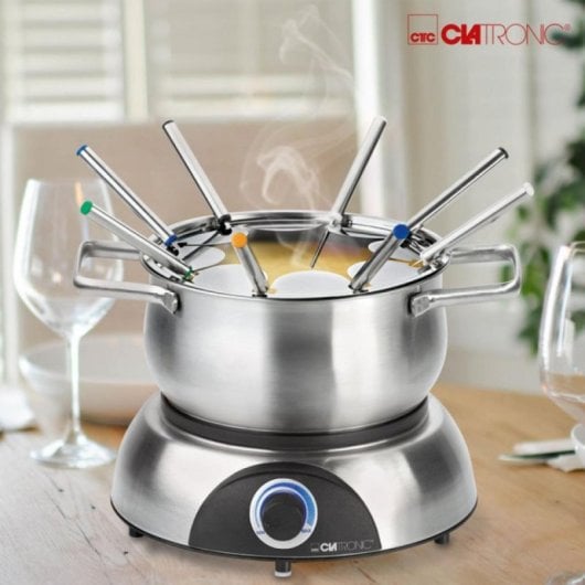 Fondue Set Clatronic FD 3783 Acier Inoxydable 1,2L 1400W pour 8 Personnes