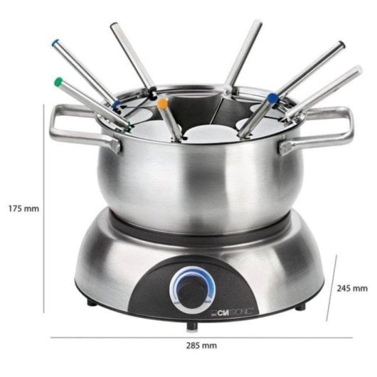 Fondue Clatronic FD 3783 Acero Inoxidable 1,2 L Termostato 8 personas