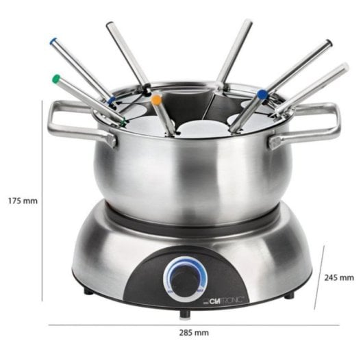 Fondue Set Clatronic FD 3783 Acier Inoxydable 1,2L 1400W pour 8 Personnes