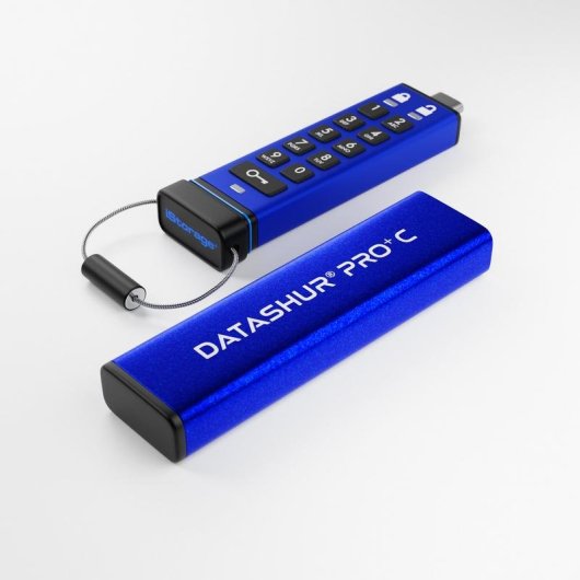 Pen USB iStorage datAshur PRO+C 128GB Criptografia AES 256bit FIPS 140-2 USB 3.2 Tipo C Azul