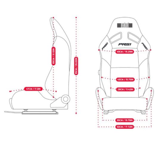 Next Level Racing PRS1 Performance Reclining Baquet Assento para Sim Racing com Suporte Lombar Reclinável e Ajustável Até 38”