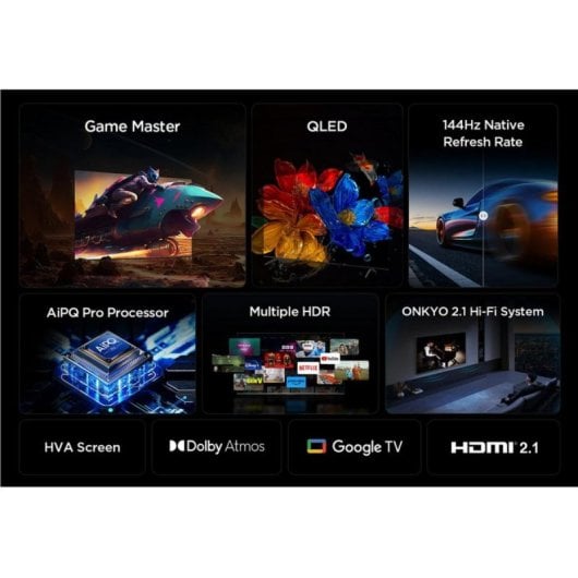 Televisor TCL 55P89K 55" QLED 4K Ultra HD Google TV HDR Dolby Vision WiFi Bluetooth