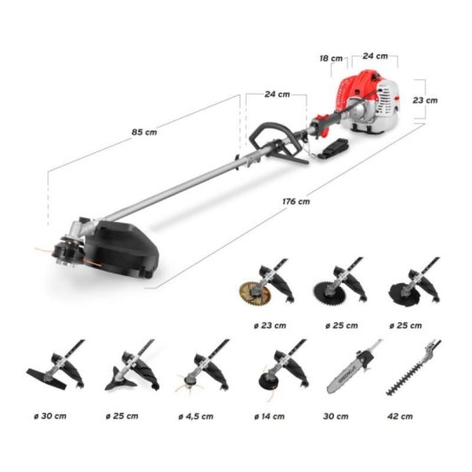 Herramienta multifunción de jardinería 65cc motor 2T barra divisible Easy-start aluminio