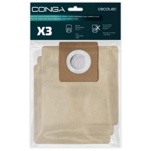 Sac d'aspirateur pour Cecotec Conga PowerBag 2500 Compact Plus, lot de 3, autovideur et installation hygiénique