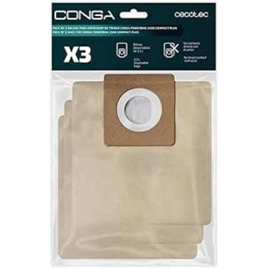 Sac d'aspirateur pour Cecotec Conga PowerBag 2500 Compact Plus, lot de 3, autovideur et installation hygiénique