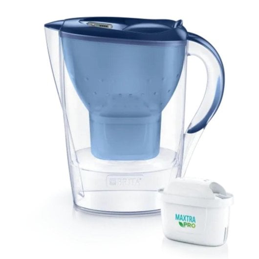 Jarra filtradora BRITA Marella 2,4L Azul Transparente Maxtra Pro 2 Cartuchos Apta Lavavajillas