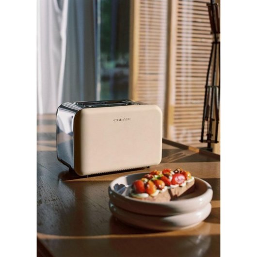 Tostadora Create Toast Retro 2 rebanadas Arena ABS Acero 850W cable 0,8m 6 niveles