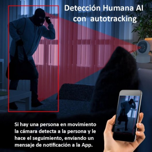 Cámara de Vigilancia DIYTECH WiFi Panorámica 1296P 3MP IA Visión Nocturna Audio 360°