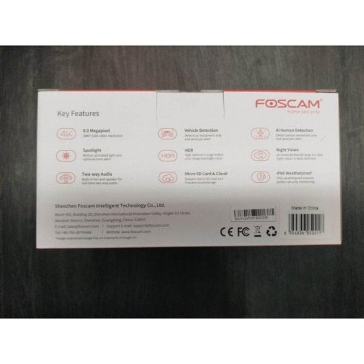 Caméra IP Foscam V8EP PoE 8MP 4K avec audio bidirectionnel, détection intelligente, extérieure