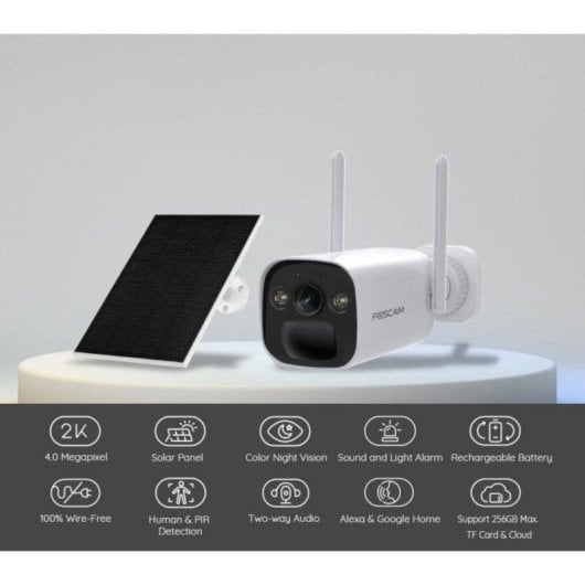 Caméra de surveillance Foscam BP4 2K Vision Nocturne Extérieure Alarme et Panneau Solaire