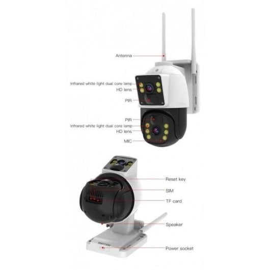 Caméra de surveillance DIYTECH 4G DIY-G66DR 2K Vision Nocturne Extérieure IA Panneau Solaire