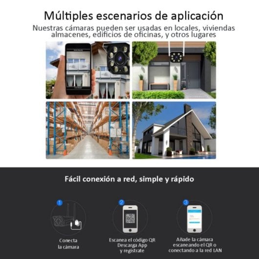 Cámara de Seguridad 4G LTE Giro 360° Visión Nocturna 3MP IA IP66 Exterior