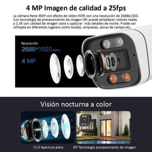 Caméra de surveillance Foscam Full HD 4MP AI Vision nocturne couleur IP65 Extérieur/Intérieur
