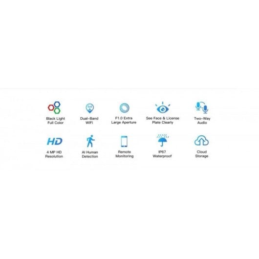Caméra de surveillance Foscam Full HD 4MP AI Vision nocturne couleur IP65 Extérieur/Intérieur