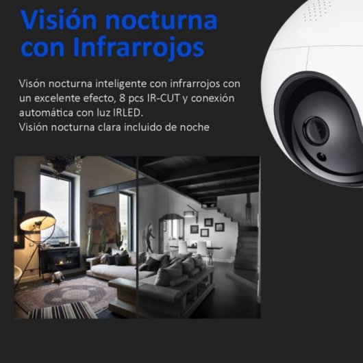 Cámara de vigilancia DIYTECH HD 1296P WiFi 2MP Panorámica IA vision nocturna bidireccional