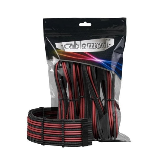 Kit extensión de cables CableMod PRO ModMesh CM-PCAB-BKIT-NKCR-3PK-R Carbono Rojo peines preinstalados