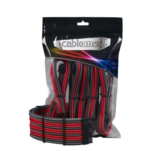 Kit extensión de cables CableMod PRO ModMesh CM-PCAB-BKIT-NKCR-3PK-R Carbono Rojo peines preinstalados