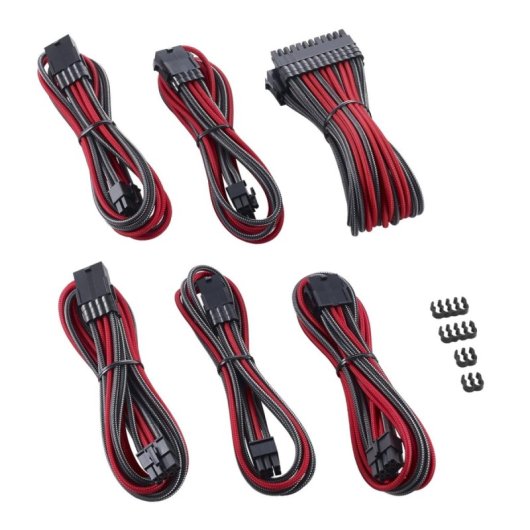 Kit extensión de cables CableMod PRO ModMesh CM-PCAB-BKIT-NKCR-3PK-R Carbono Rojo peines preinstalados