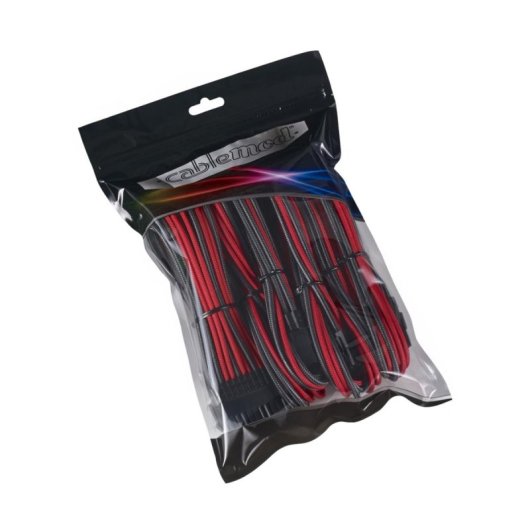 Kit extensión de cables CableMod PRO ModMesh CM-PCAB-BKIT-NKCR-3PK-R Carbono Rojo peines preinstalados