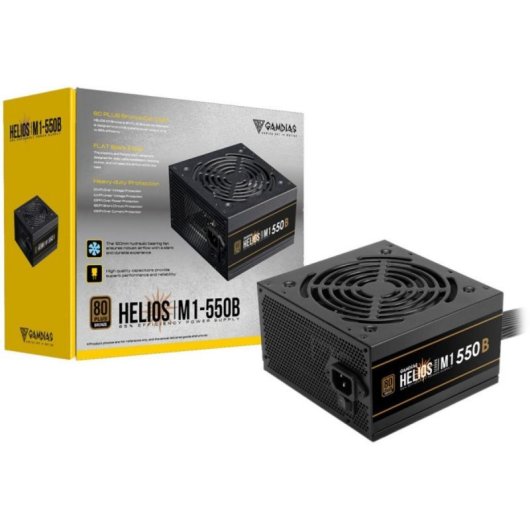 Alimentation ATX Gamdias Helios M1 550 W, noire, refroidissement silencieux, protection avancée