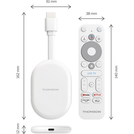 Thomson Go Cast 150 Google TV 4K UHD WiFi HDMI Control Voz