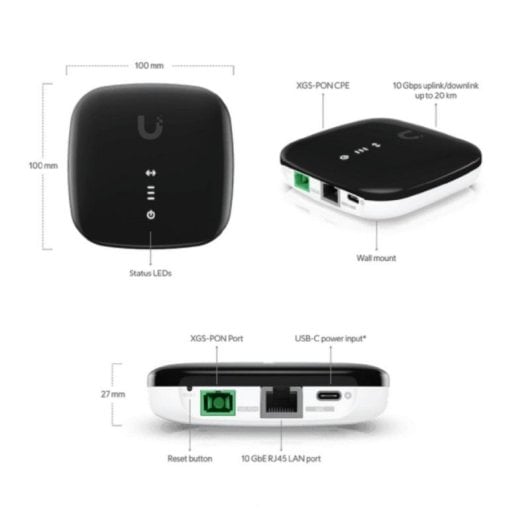 Terminal Óptico Ubiquiti UISP-FIBER-XGS 10Gbps Distancia 20km SC/APC Negro/Blanco