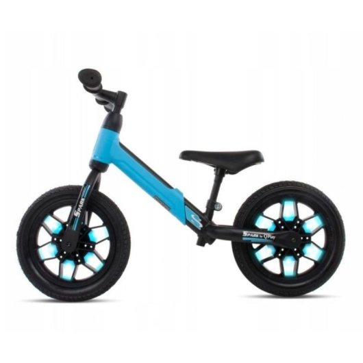 Spark Rodas LED-Laufrad ohne Pedale, Blau, zum Lernen und Gleichgewichtstraining von Kindern