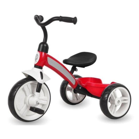 Tricycle QPlay Elite rouge, siège réglable, guidon réglable, roues EVA antidérapantes