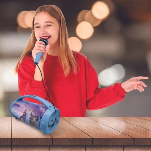 Bluetooth-Lautsprecher „The Snow Queen“, kabellos, mehrfarbige Lichteffekte, Karaoke-Mikrofon, 1200 mAh