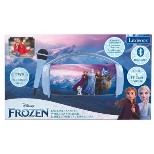 Bluetooth-Lautsprecher „The Snow Queen“, kabellos, mehrfarbige Lichteffekte, Karaoke-Mikrofon, 1200 mAh