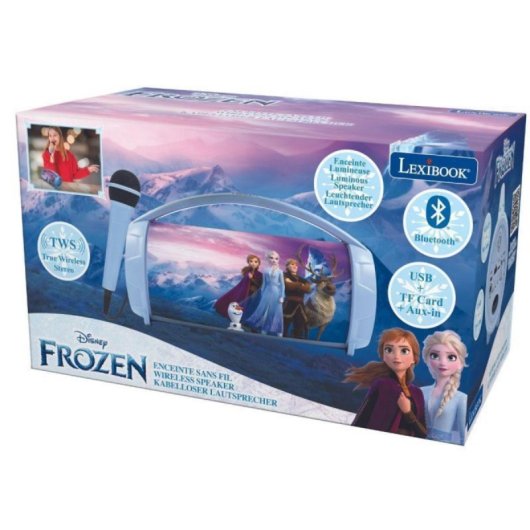Bluetooth-Lautsprecher „The Snow Queen“, kabellos, mehrfarbige Lichteffekte, Karaoke-Mikrofon, 1200 mAh