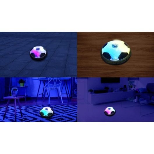 But de football rechargeable avec effet aéroglisseur et lumières LED, bords amortisseurs, 2 buts